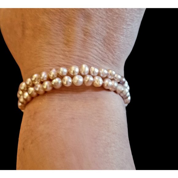 Natural Pink Pearl Wire Wrap OSFM Bracelet - Picture 1 of 5